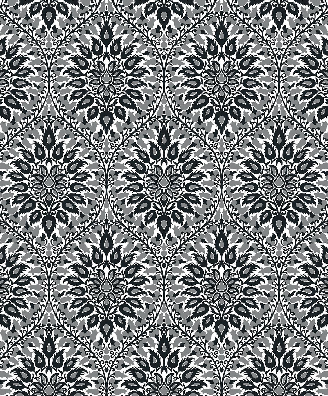 Seabrook Luna Ogee Black Wallpaper