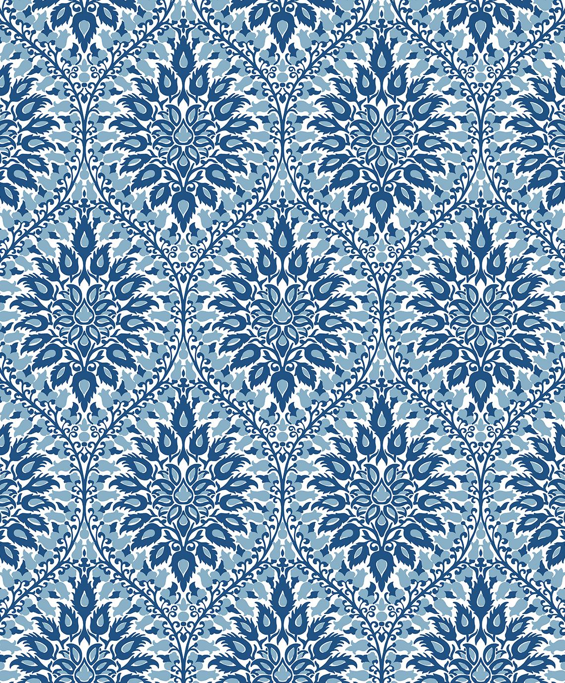 Seabrook Luna Ogee Blue Wallpaper