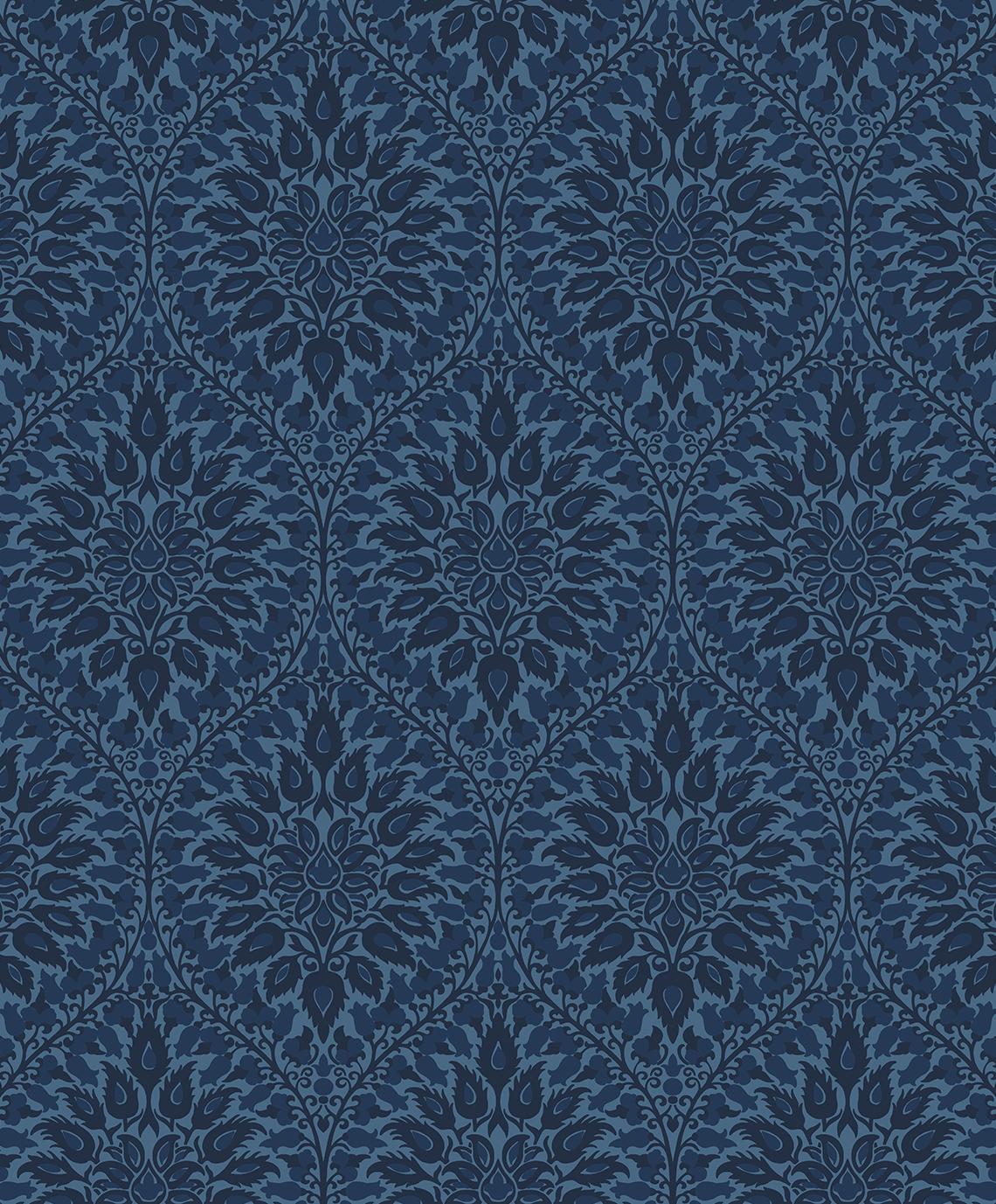 Seabrook Luna Ogee Denim Wallpaper