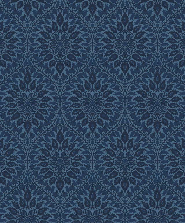 Seabrook Luna Ogee Denim Wallpaper