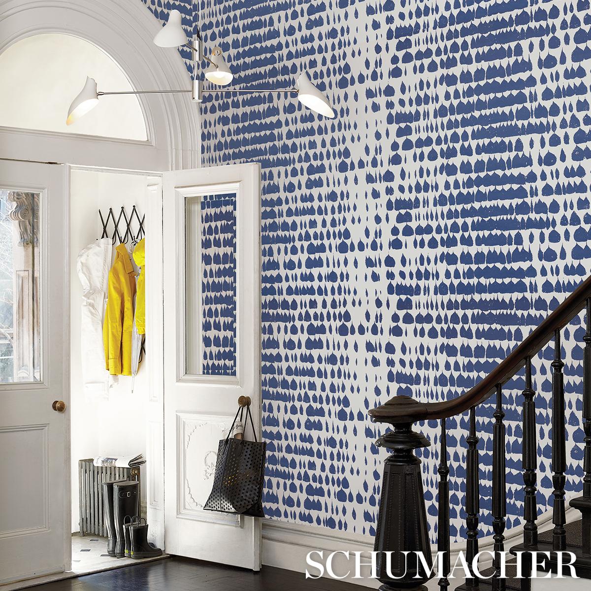 Schumacher Queen Of Spain Navy Wallpaper