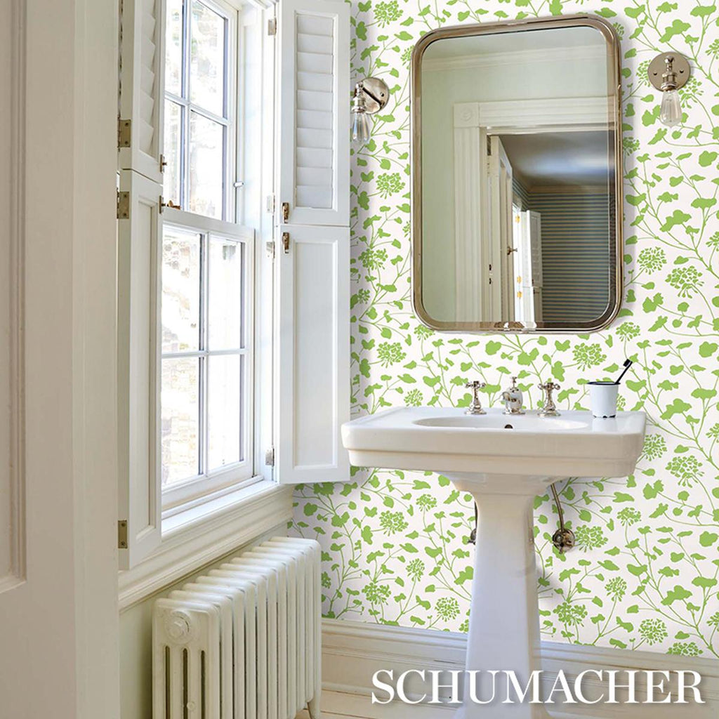Schumacher Pennick Leaf On Ivory Wallpaper