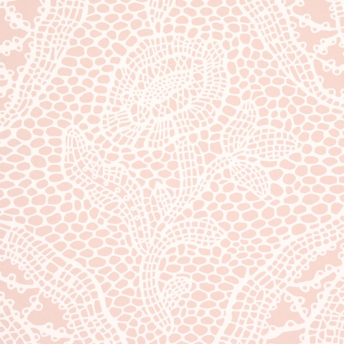 Schumacher Cosette Lace Blush Wallpaper