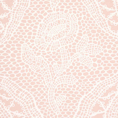 Schumacher Cosette Lace Blush Wallpaper