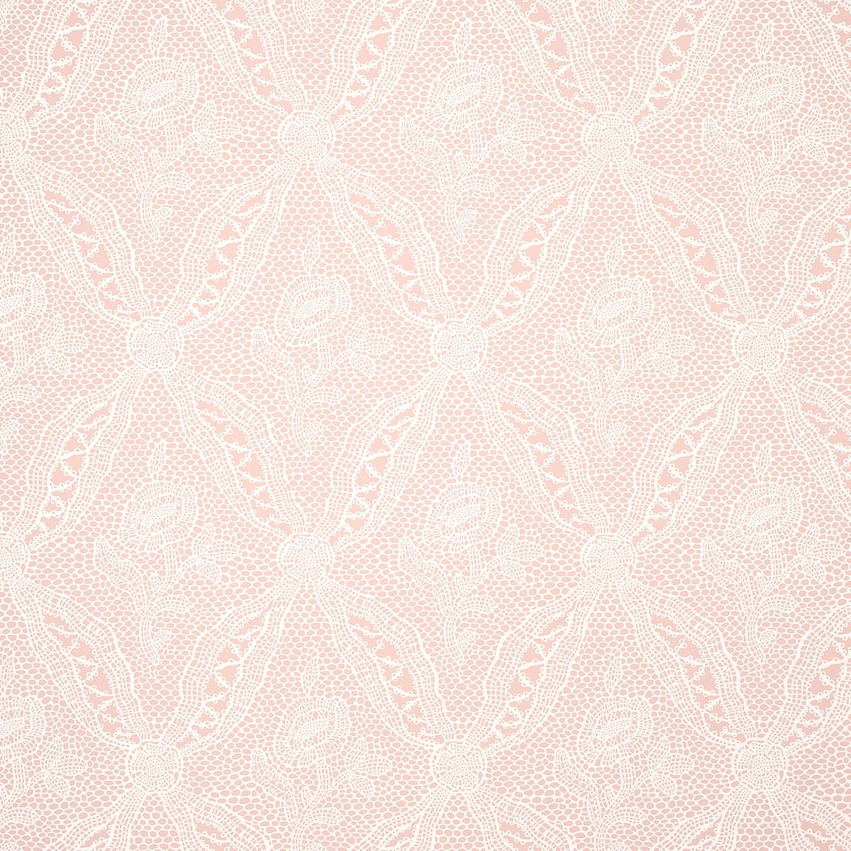 Schumacher Cosette Lace Blush Wallpaper