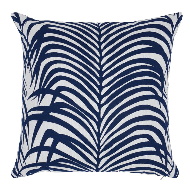 Schumacher Navy 16" x 16" Zebra Palm I/O Pillow