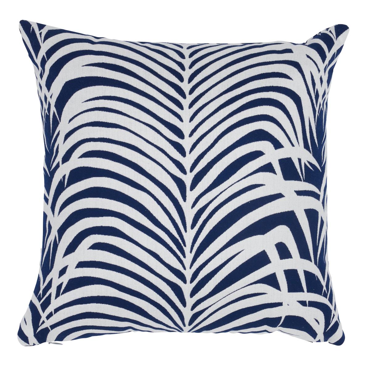 Schumacher Navy 16" x 16" Zebra Palm I/O Pillow