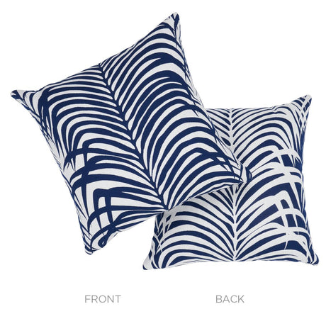 Schumacher Navy 16" x 16" Zebra Palm I/O Pillow