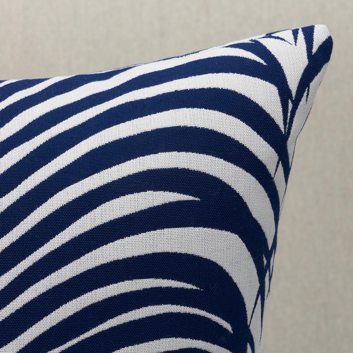 Schumacher Navy 16" x 16" Zebra Palm I/O Pillow