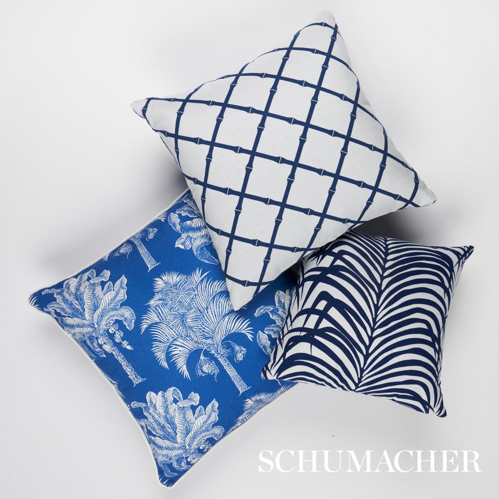 Schumacher Zebra Palm I/O Navy 16" x 16" Pillow