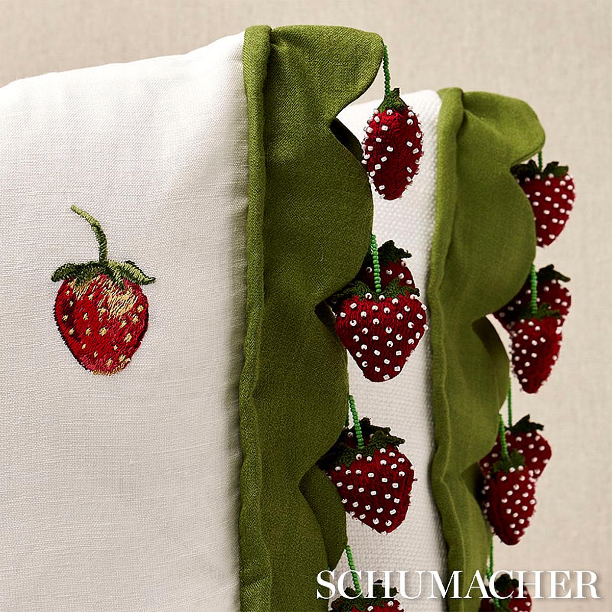 Schumacher Strawberry Jam Green Trim