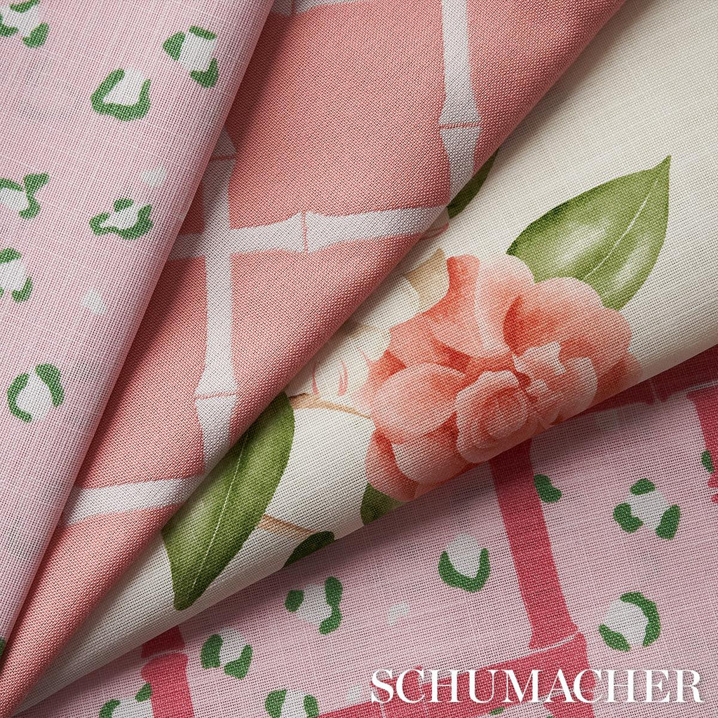 Schumacher Bamboo Trellis Indoor/Outdoor Pink Fabric