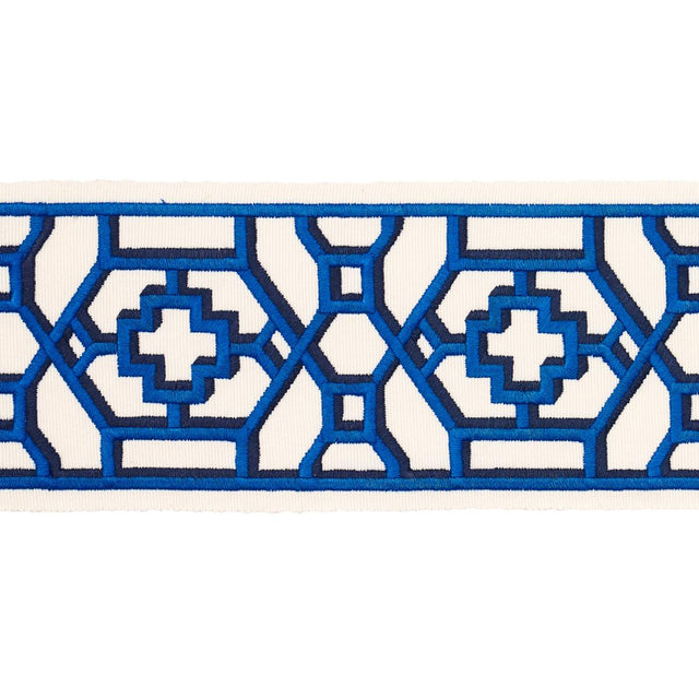 Schumacher Blue Zanzibar Trellis Tape