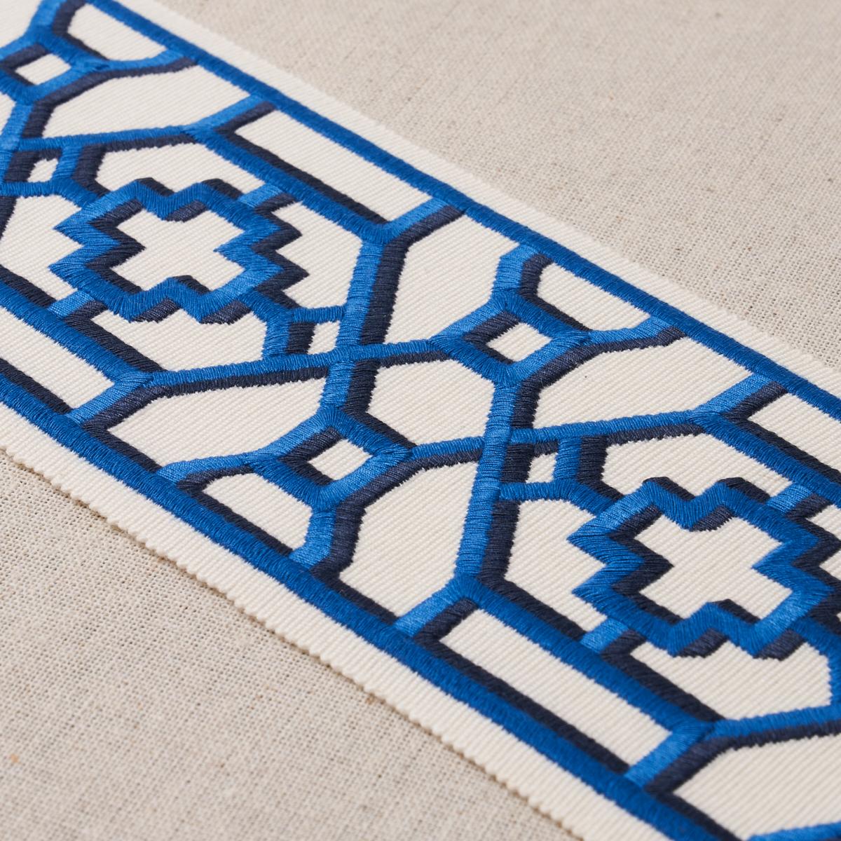 Schumacher Blue Zanzibar Trellis Tape
