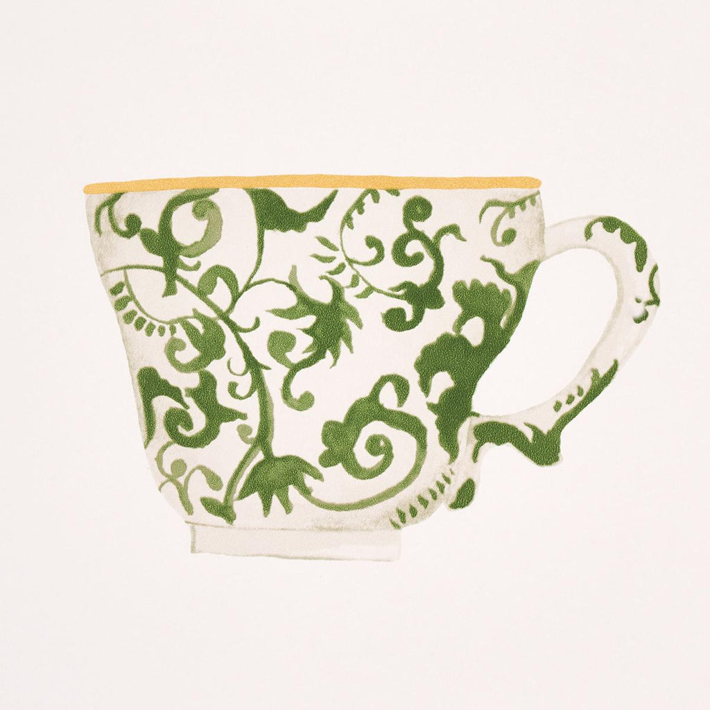 Schumacher Onie'S Teacups Spring Green Wallpaper