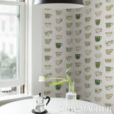 Schumacher Onie'S Teacups Spring Green Wallpaper