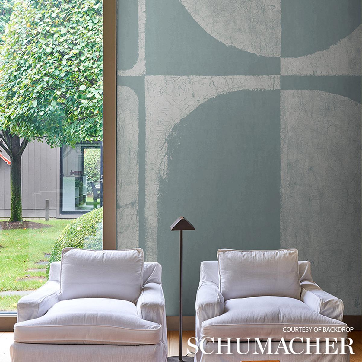 Schumacher Backdrop X Schumacher The Cloisters Panel Set Soft Blue Wallpaper
