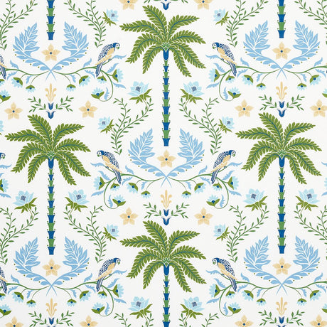 Schumacher Island Palm Indoor/Outdoor Blue & Green Fabric
