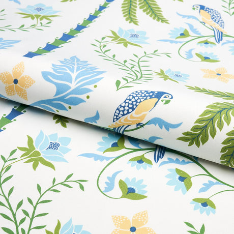 Schumacher Island Palm Indoor/Outdoor Blue & Green Fabric
