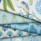 Schumacher Island Palm Indoor/Outdoor Blue & Green Fabric