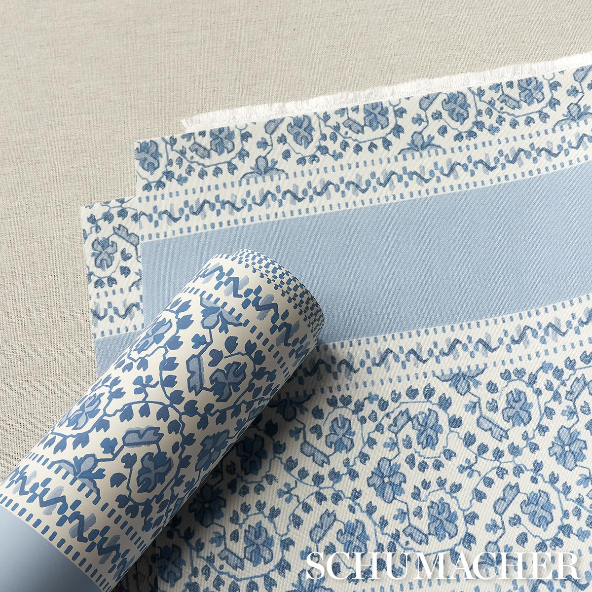 Schumacher Jasmine Indoor/Outdoor Indigo Fabric