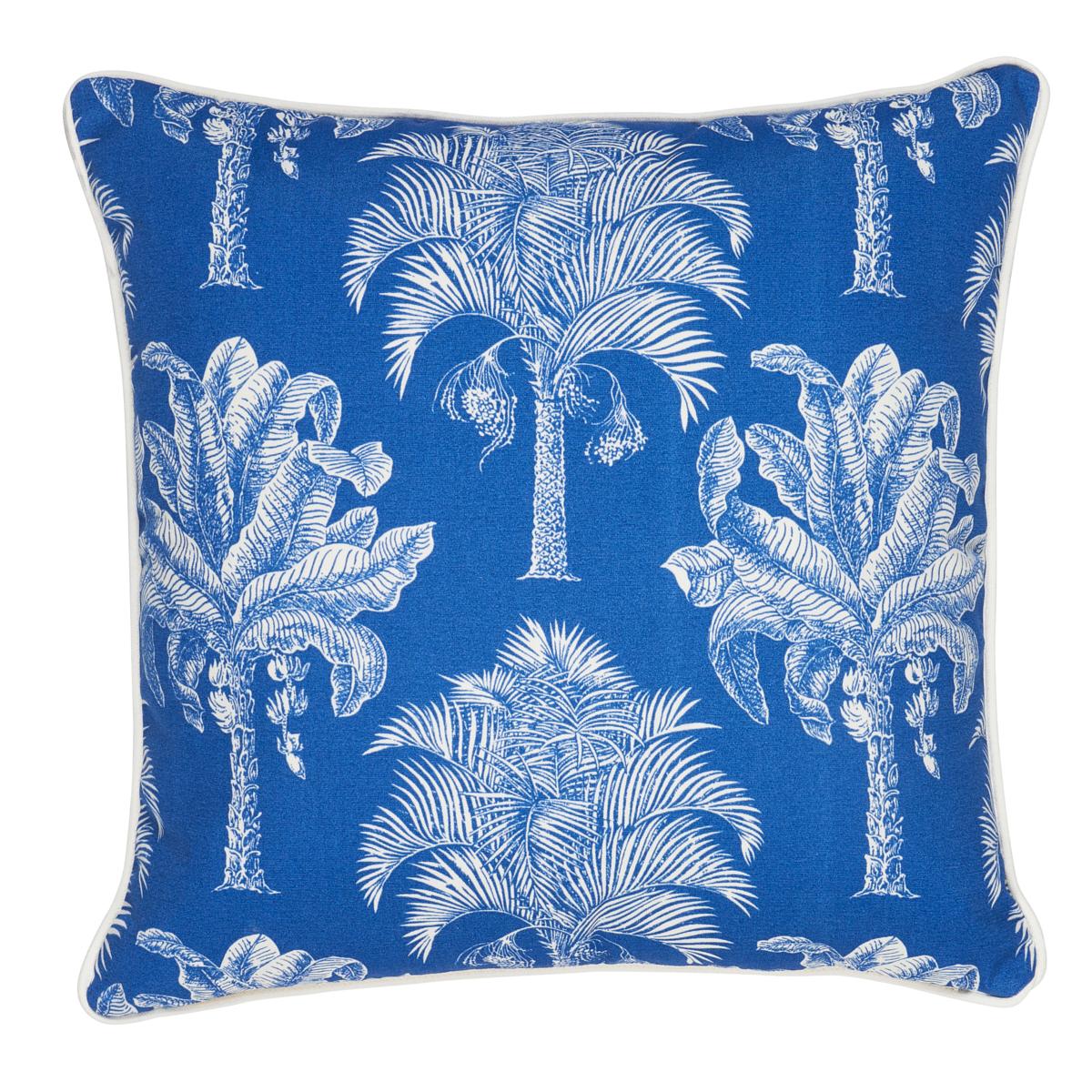 Schumacher Navy 22" x 22" Grand Palms I/O Pillow