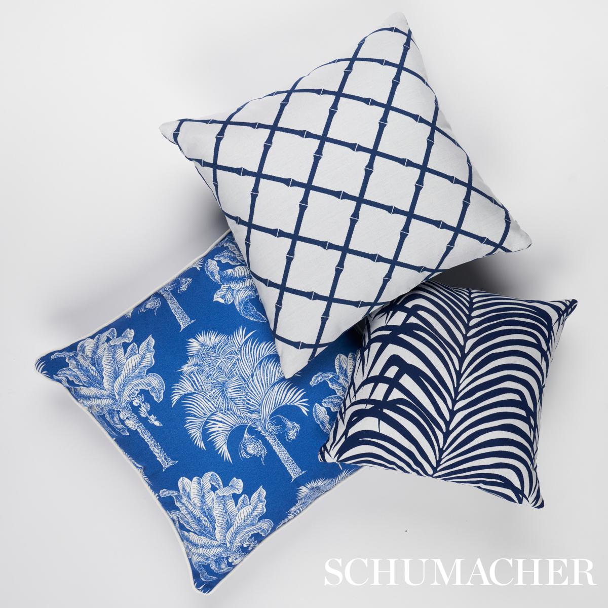 Schumacher Navy 22" x 22" Grand Palms I/O Pillow