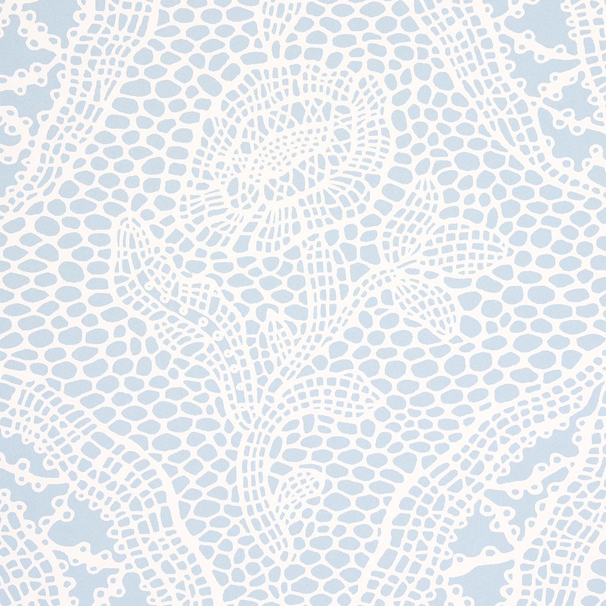 Schumacher Cosette Lace Cornflower Wallpaper