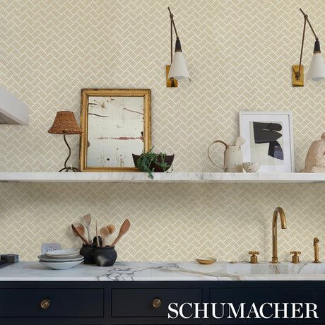 Schumacher Parterre Gold Wallpaper