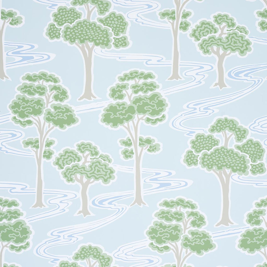Schumacher Tree River Mineral Wallpaper