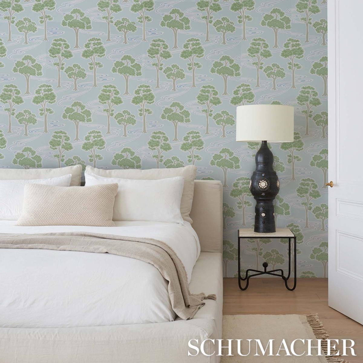 Schumacher Tree River Mineral Wallpaper