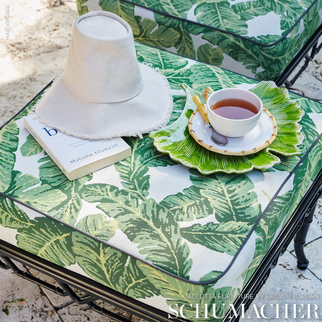 Schumacher Tropical Leaf Indoor/Outdoor Green Fabric