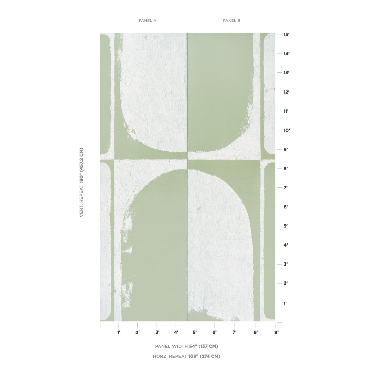 Schumacher Backdrop X Schumacher The Cloisters Panel Set Soft Green Wallpaper