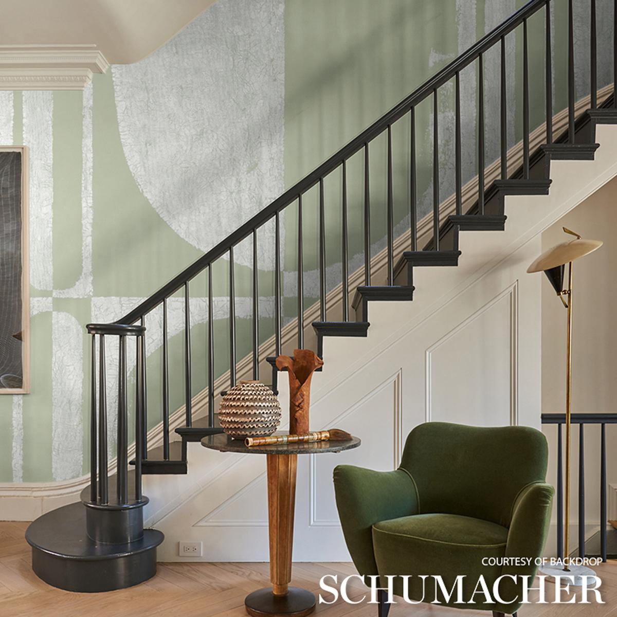 Schumacher Backdrop X Schumacher The Cloisters Panel Set Soft Green Wallpaper