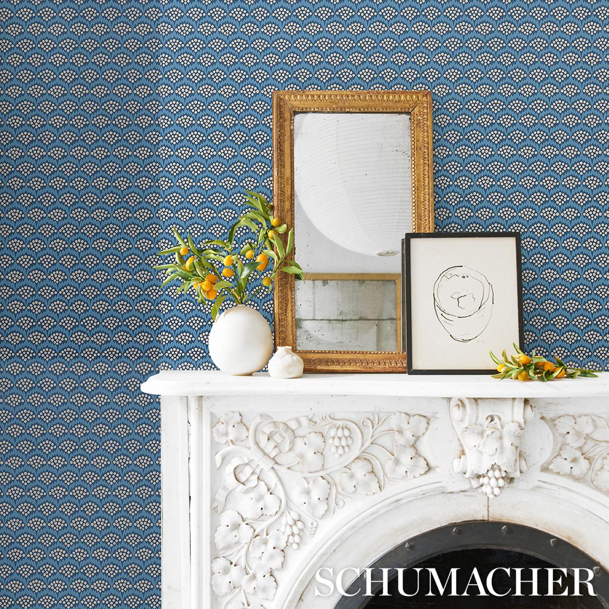 Schumacher Pollen French Blue Wallpaper