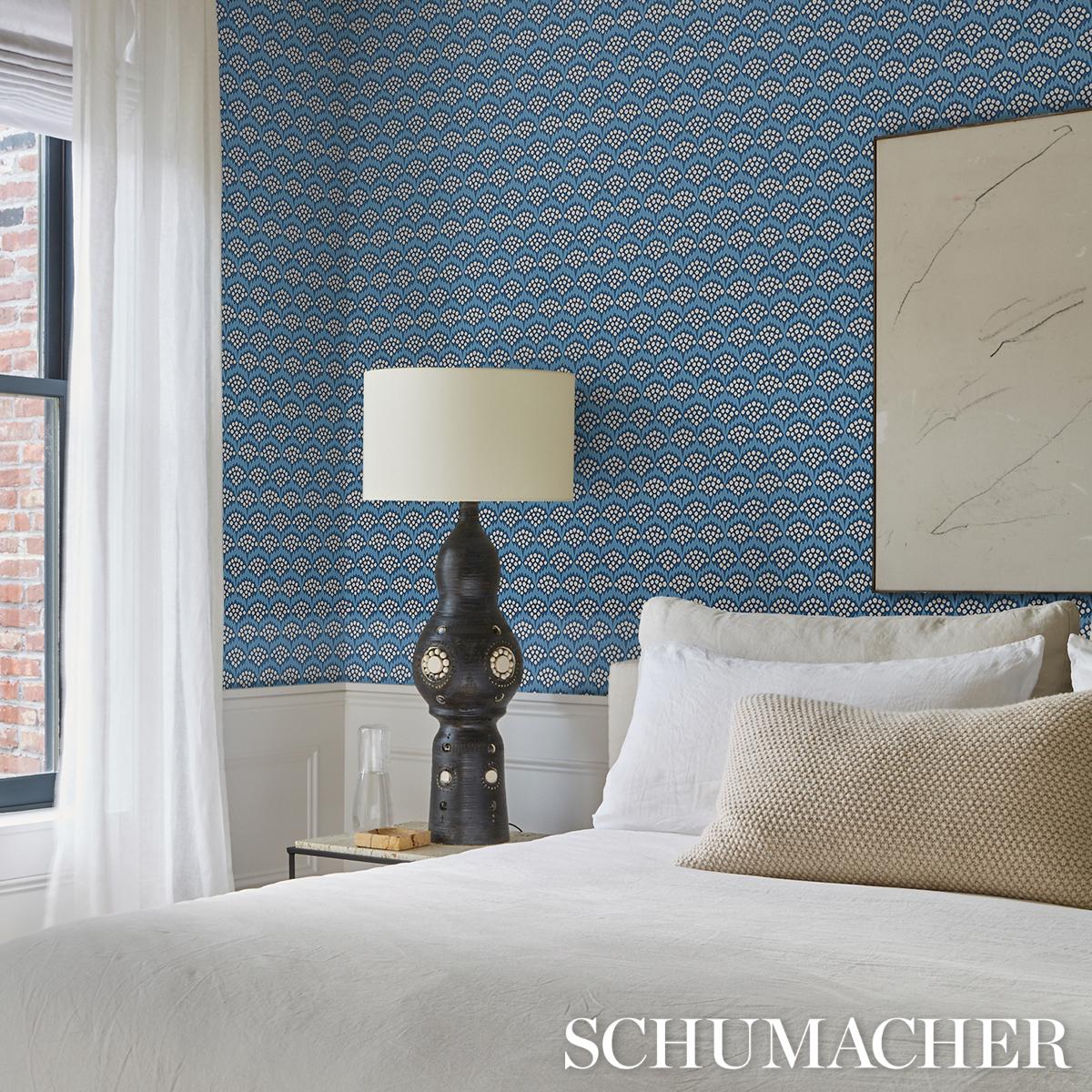 Schumacher Pollen French Blue Wallpaper