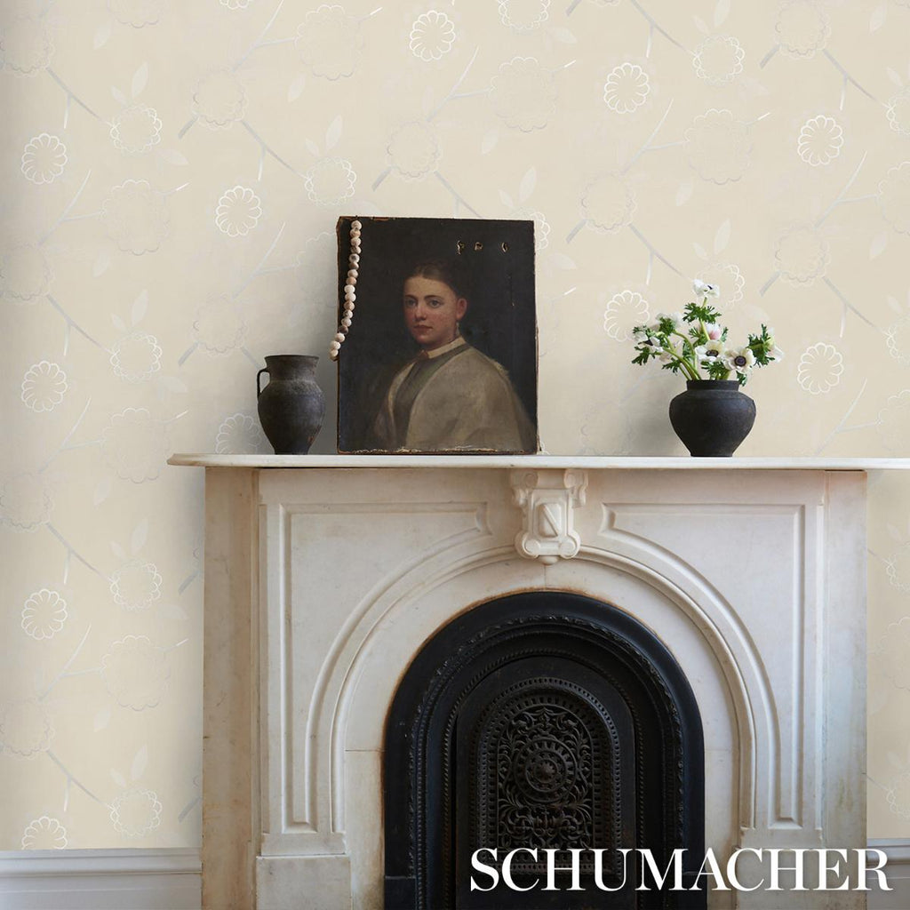 Schumacher Birdtree Silver Wallpaper