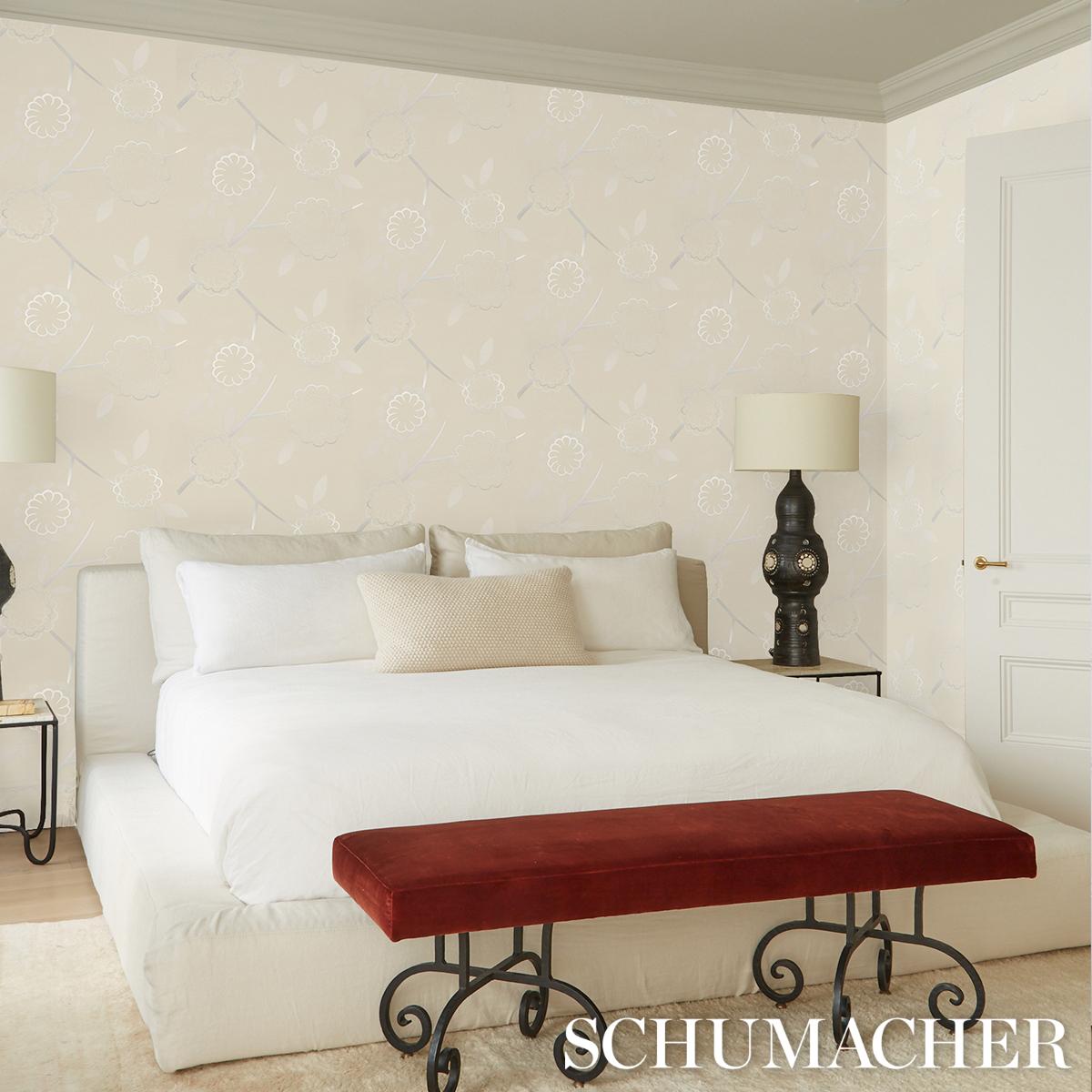 Schumacher Birdtree Silver Wallpaper