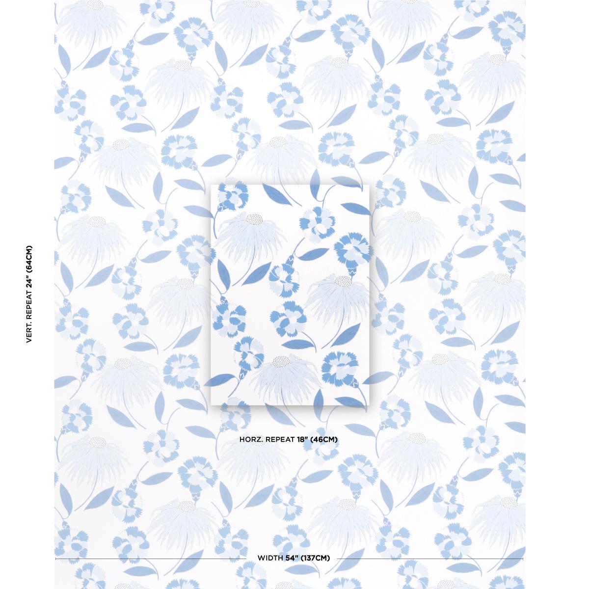 Schumacher Bouquet Toss Afternoon Blue Wallpaper