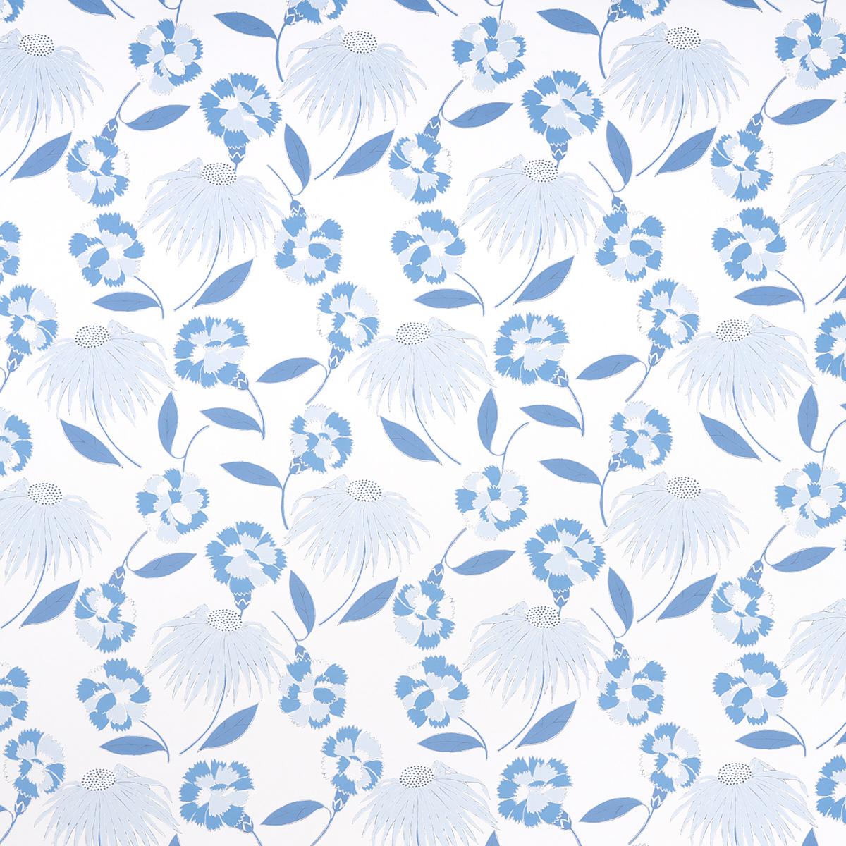 Schumacher Bouquet Toss Afternoon Blue Wallpaper