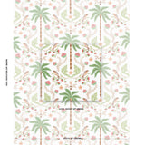 Schumacher Island Palm Indoor/Outdoor Coral & Green Fabric