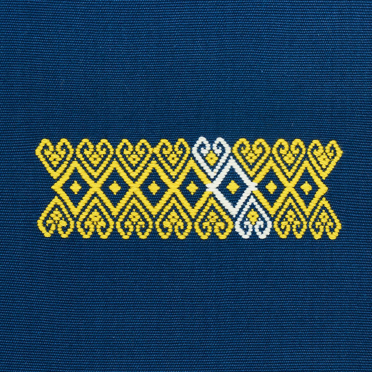 Schumacher Balamil Handwoven Panel Multi On Navy Fabric