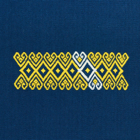 Schumacher Balamil Handwoven Panel Multi On Navy Fabric