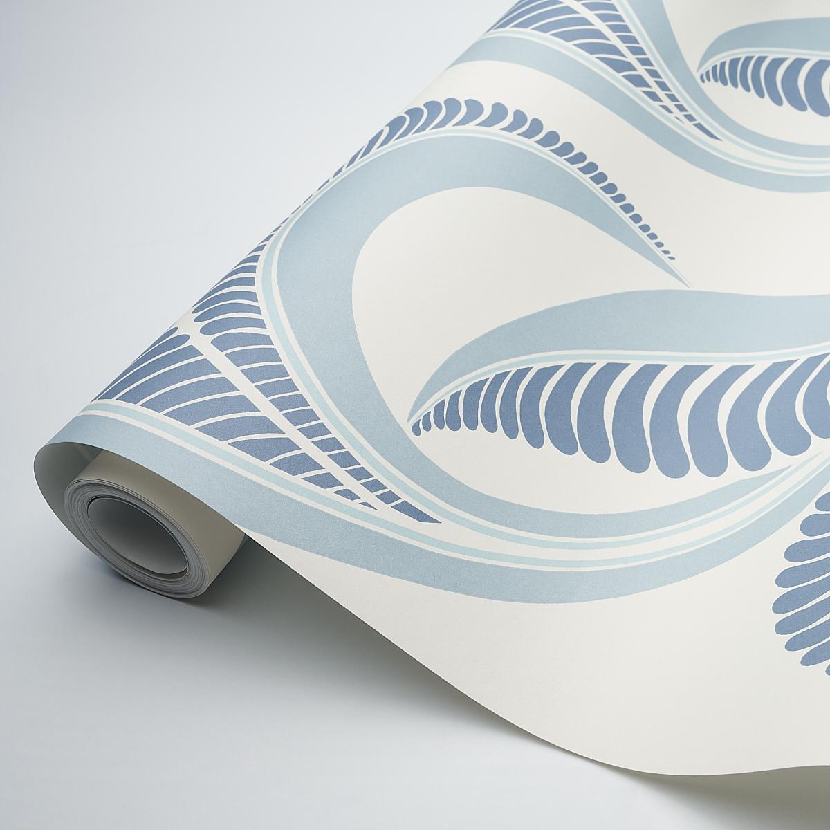 Schumacher Banana Leaf China Blue Wallpaper