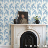 Schumacher Banana Leaf China Blue Wallpaper