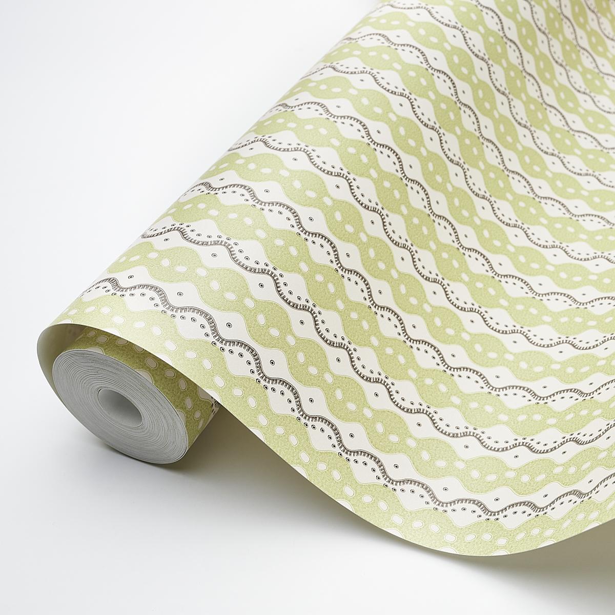 Schumacher Centipede Stripe Pea Wallpaper