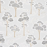 Schumacher Tree River Moonstone Wallpaper