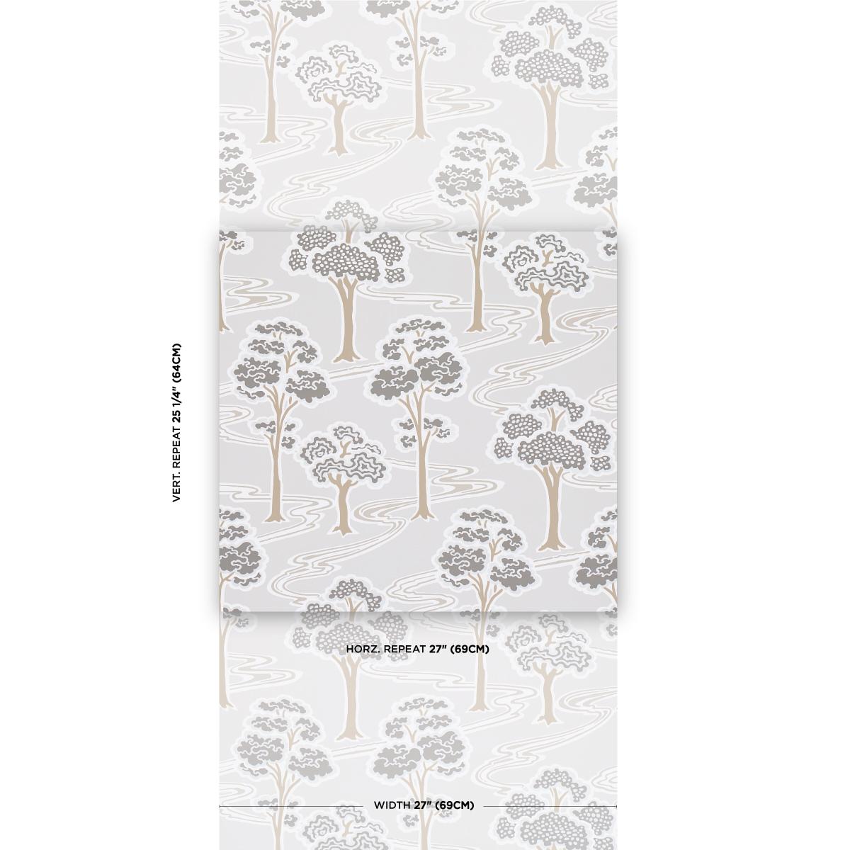Schumacher Tree River Moonstone Wallpaper