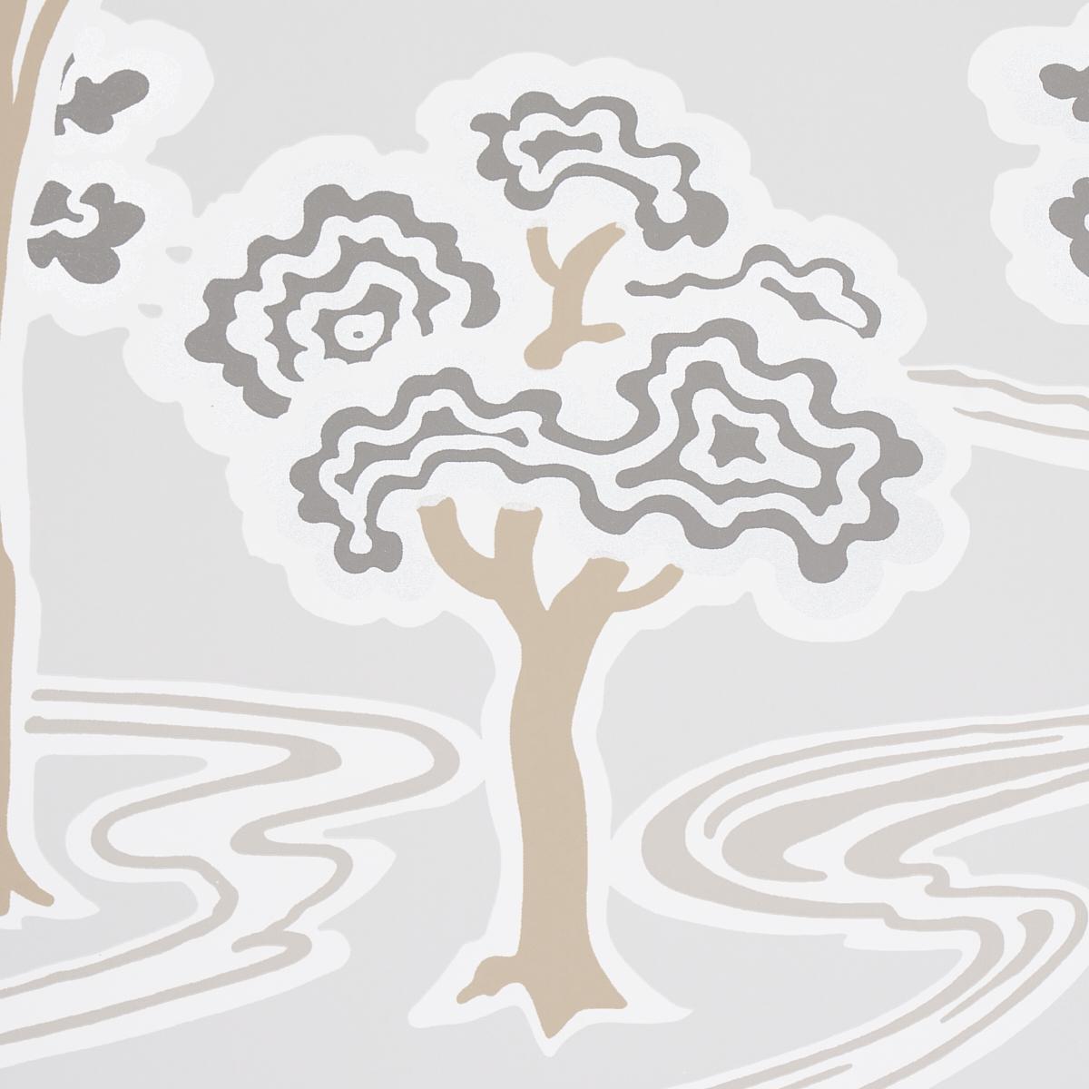 Schumacher Tree River Moonstone Wallpaper