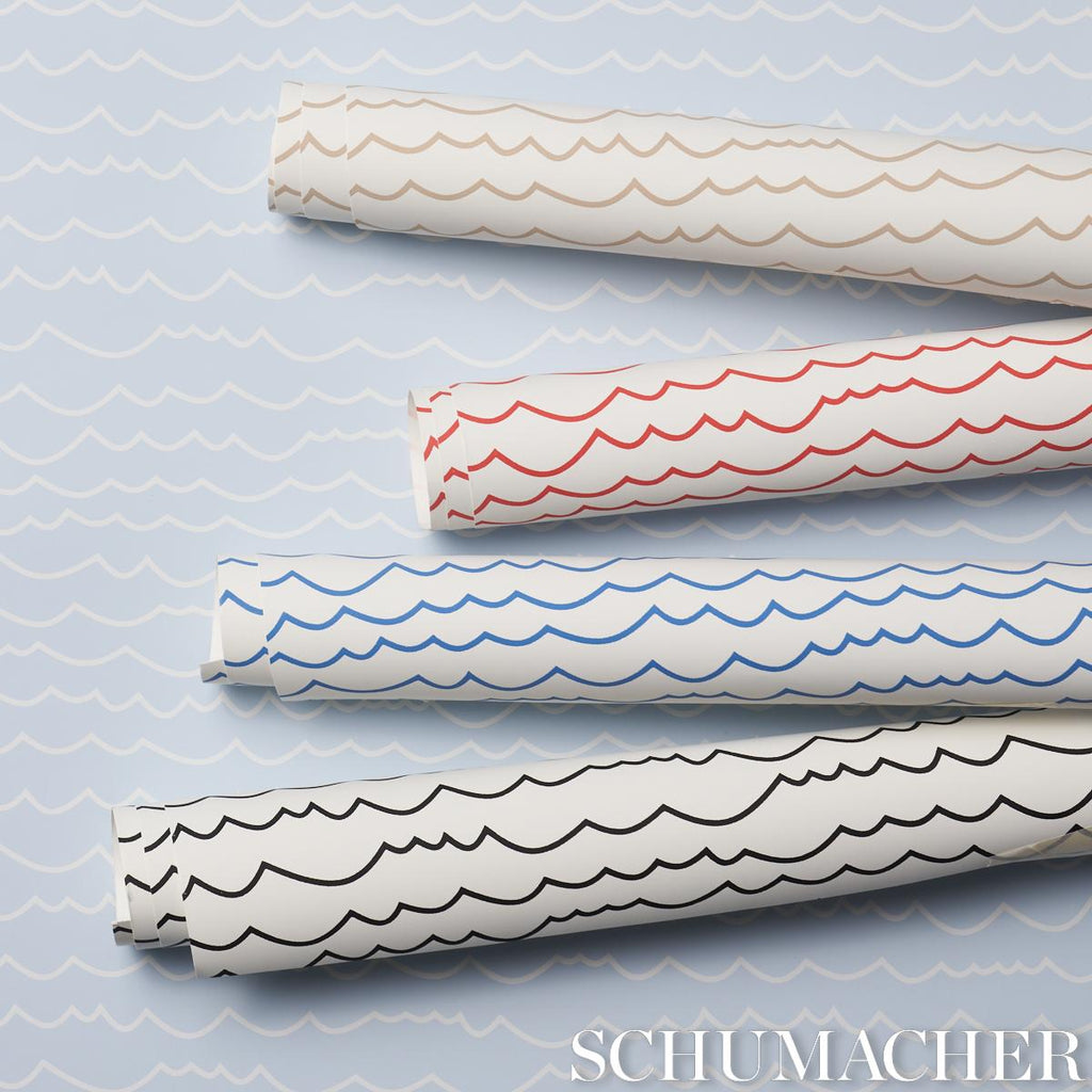 Schumacher Waves White On Sky Wallpaper